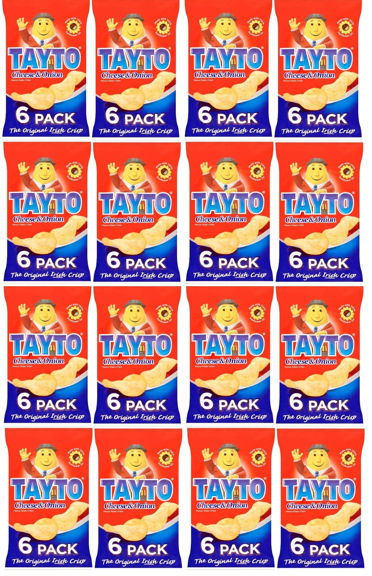 Tayto Patatas Fritas con Queso y Cebolla Caja Gigante | 96 Bolsas de 25g