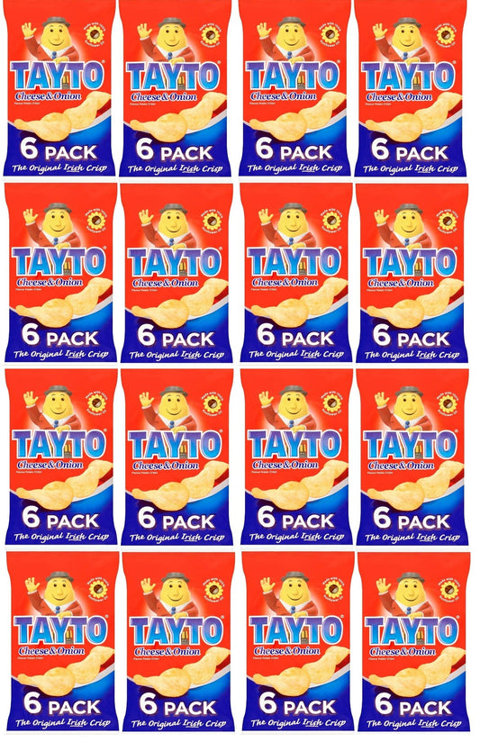 Tayto Patatas Fritas con Queso y Cebolla Caja Gigante | 96 Bolsas de 25g