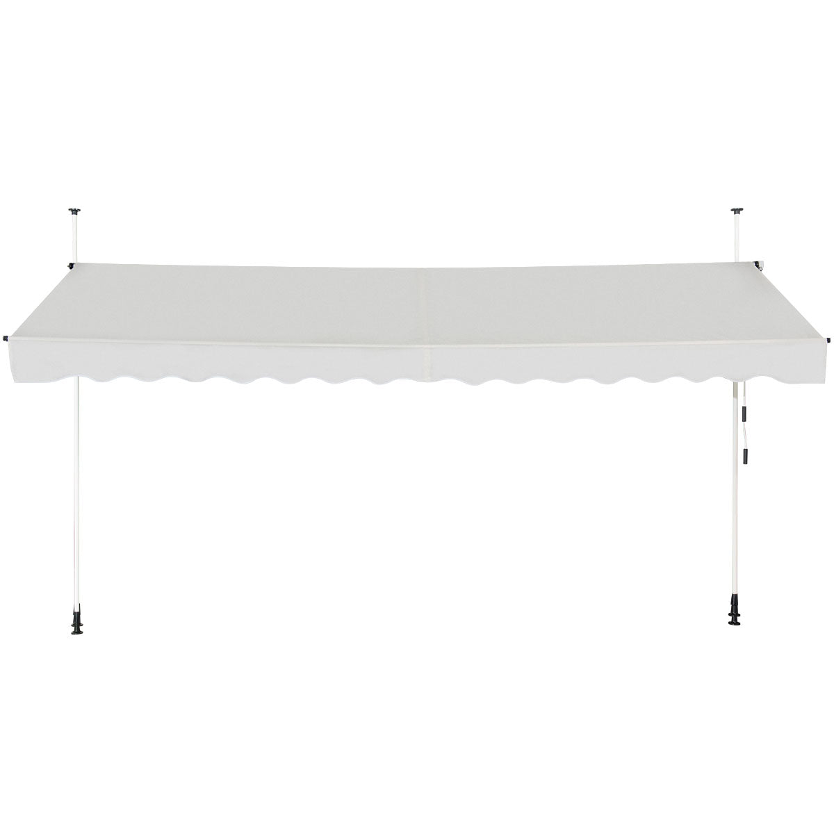Telescopic Awning Sun Shade with Manual Crank Handle-Beige