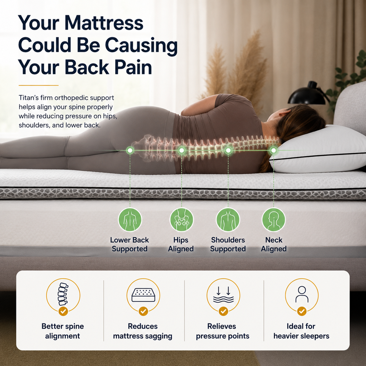 Brightr® Titan Deluxe Mattress Topper | Extra Firm & Firm| 8 cm Reversible | Designed for Soft & Sagging Mattresses