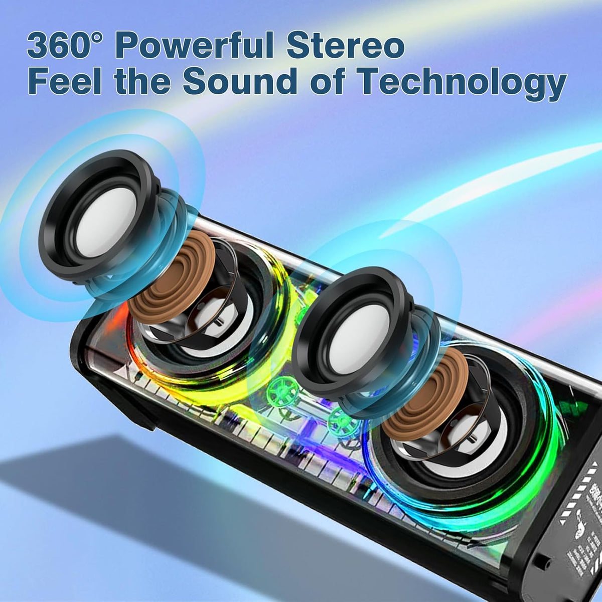 Portable Bluetooth Speaker with LED Lights Transparent Travel Music Speakers