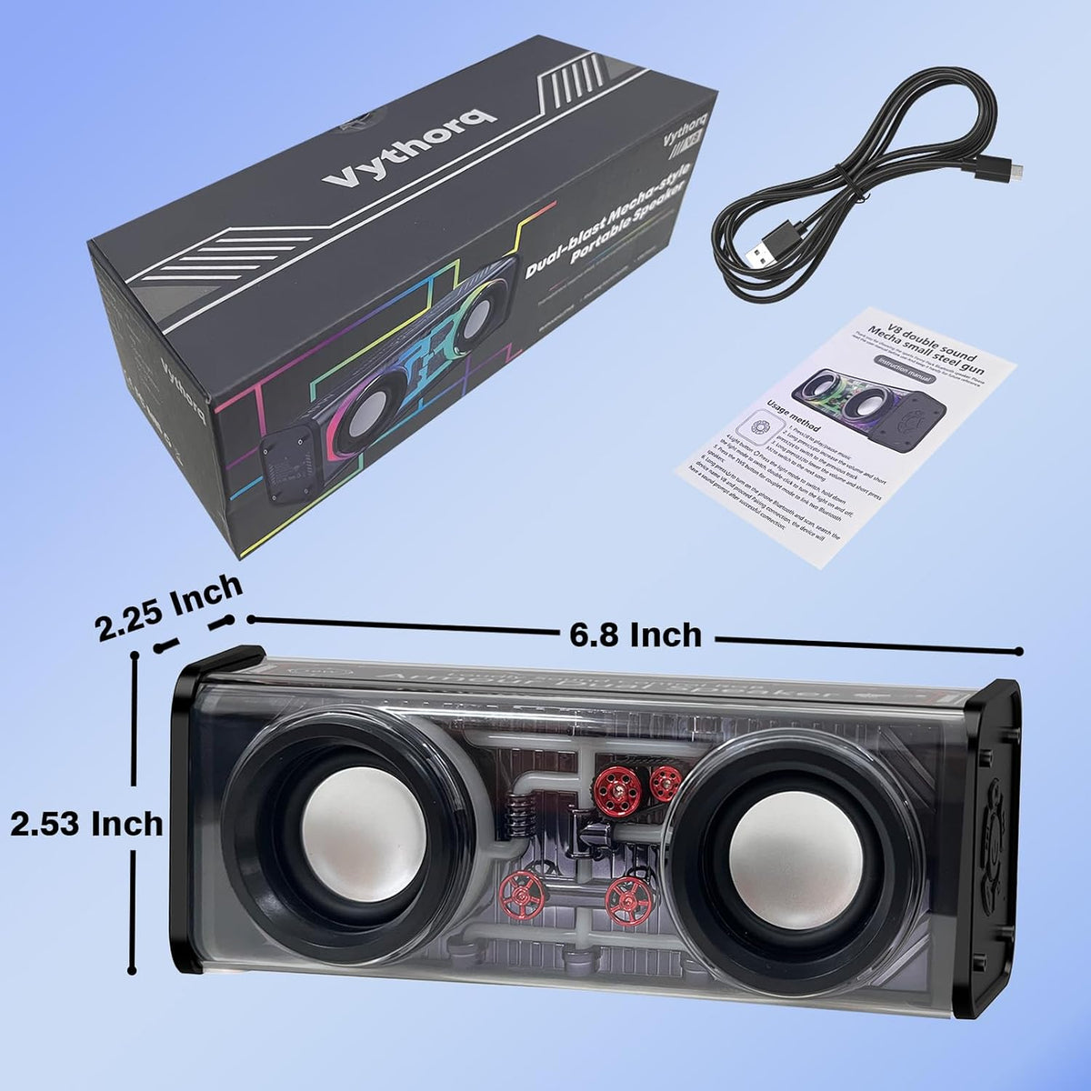 Portable Bluetooth Speaker with LED Lights Transparent Travel Music Speakers