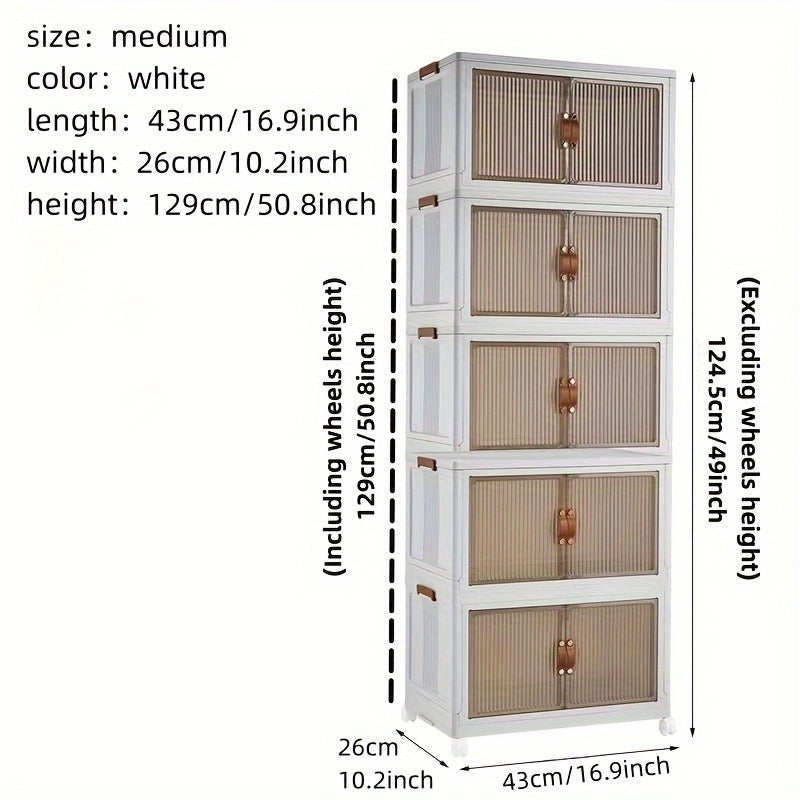 Transparent Storage Box with Lid - Foldable Storage Box with Wheels, Multi-Layer Organizer for Home or Office