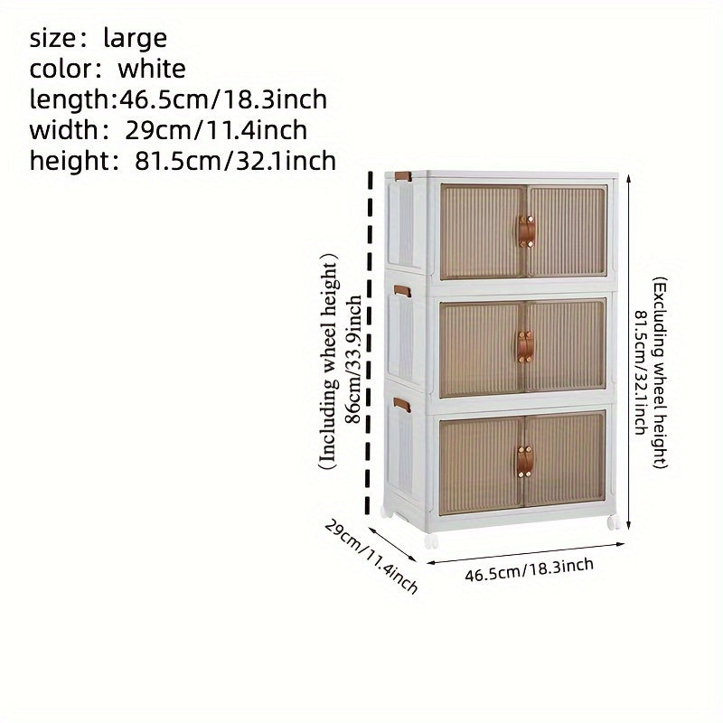 Transparent Storage Box with Lid - Foldable Storage Box with Wheels, Multi-Layer Organizer for Home or Office