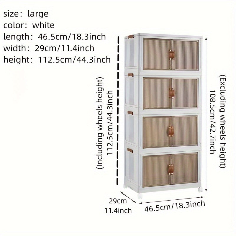 Transparent Storage Box with Lid - Foldable Storage Box with Wheels, Multi-Layer Organizer for Home or Office