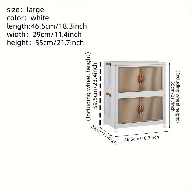 Transparent Storage Box with Lid - Foldable Storage Box with Wheels, Multi-Layer Organizer for Home or Office