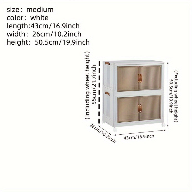Transparent Storage Box with Lid - Foldable Storage Box with Wheels, Multi-Layer Organizer for Home or Office
