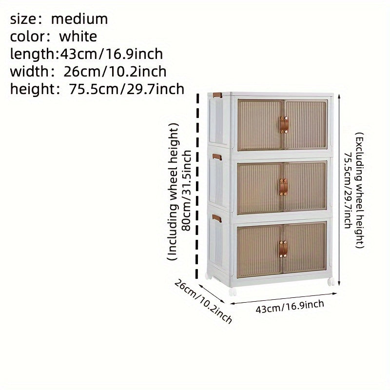 Transparent Storage Box with Lid - Foldable Storage Box with Wheels, Multi-Layer Organizer for Home or Office