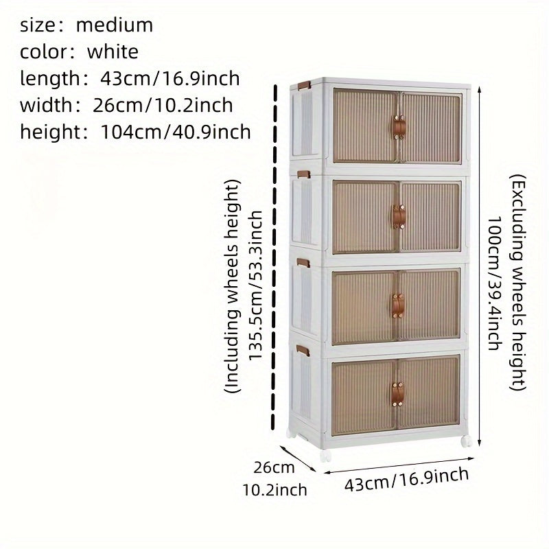 Transparent Storage Box with Lid - Foldable Storage Box with Wheels, Multi-Layer Organizer for Home or Office