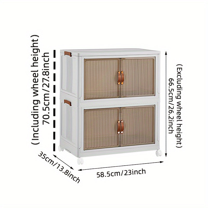 Transparent Storage Box with Lid - Foldable Storage Box with Wheels, Multi-Layer Organizer for Home or Office