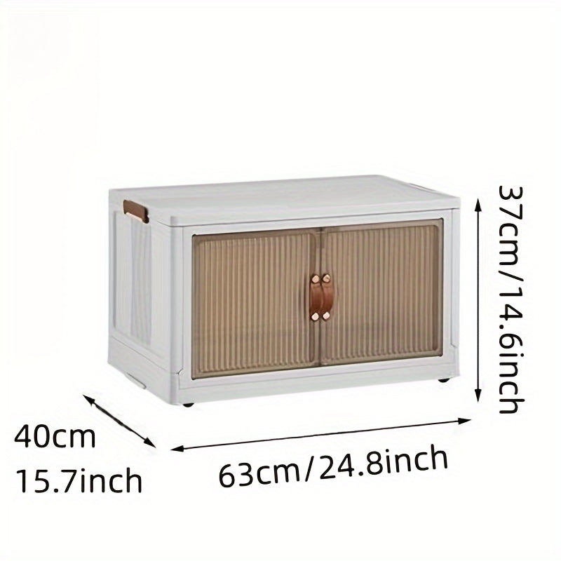 Transparent Storage Box with Lid - Foldable Storage Box with Wheels, Multi-Layer Organizer for Home or Office