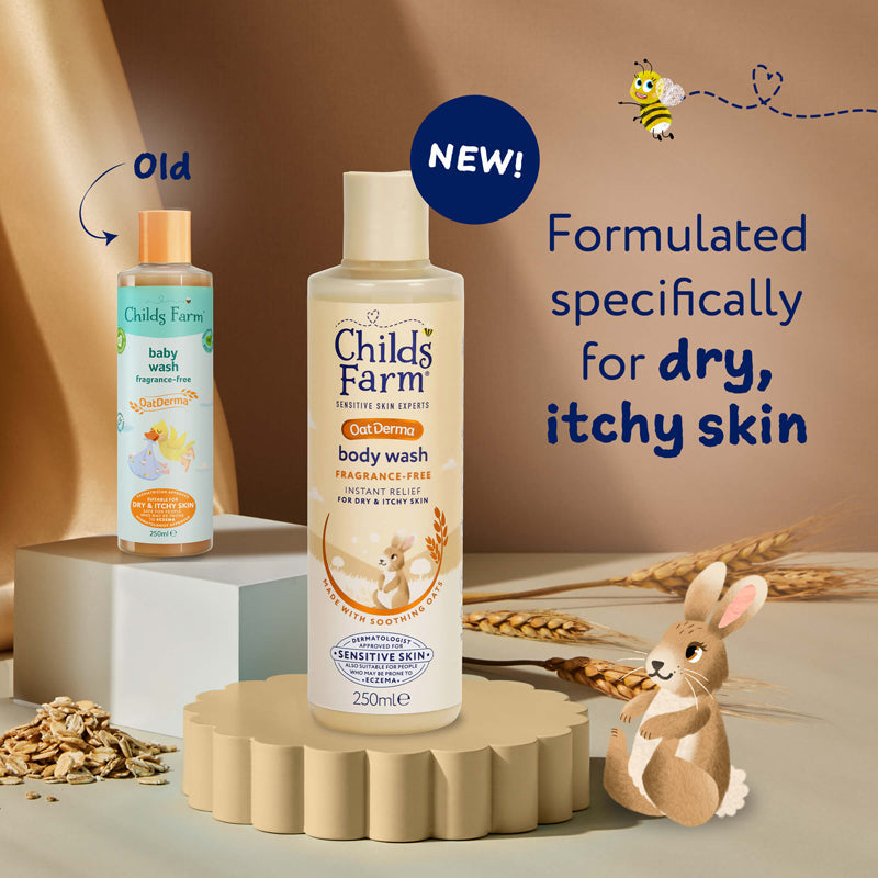 Child's Farm OatDerma Body Wash 250ml – Fragrance-Free, Eczema-Prone Skin