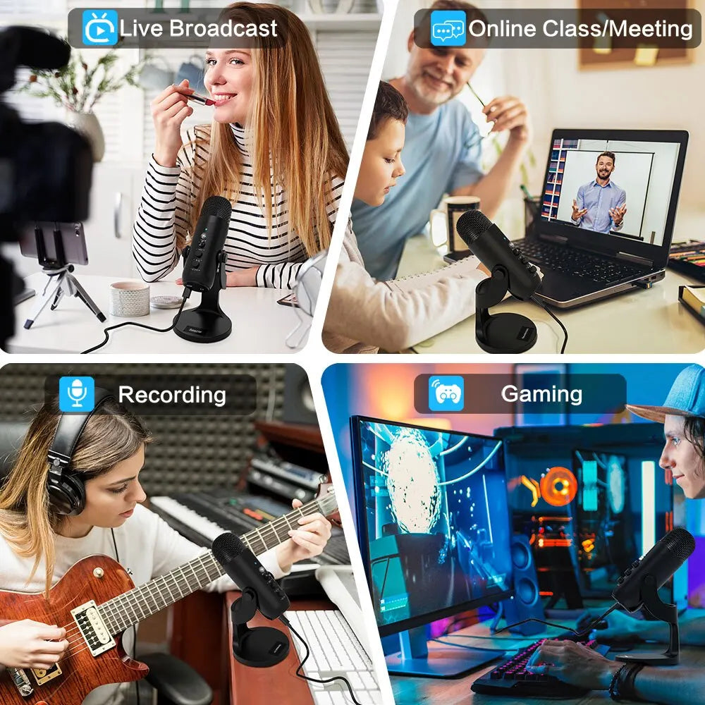 USB Condenser Microphone for PC & Mac - Gaming, Recording, Streaming, Podcasting