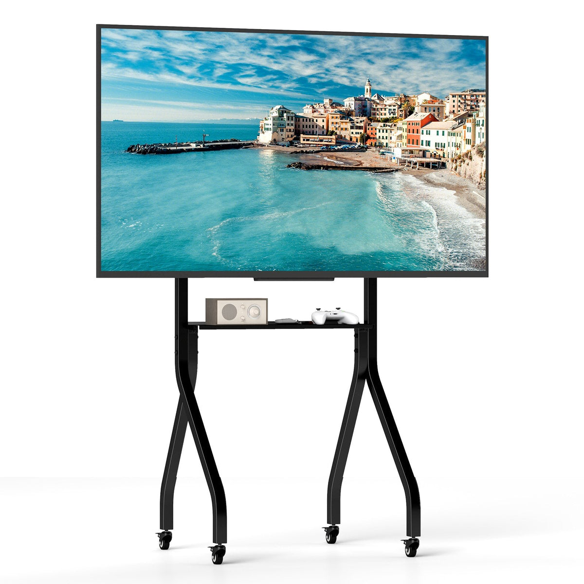 Height Adjustable Floor TV Stand with AV Shelf