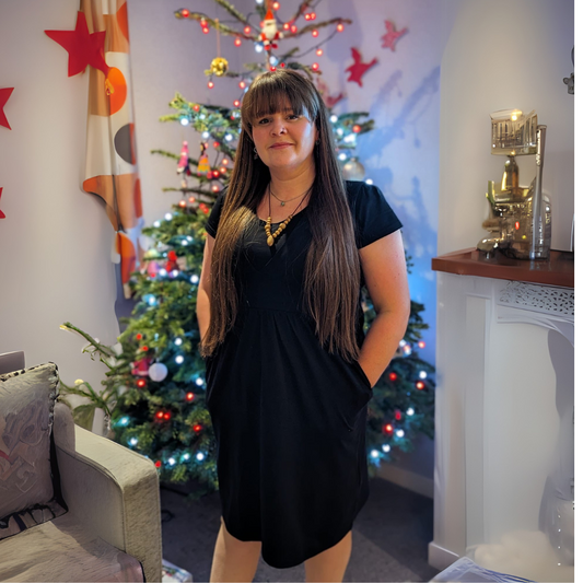 Black Cotton Breastfeeding Dress | Discreet Nursing Access | Sizes 6-24