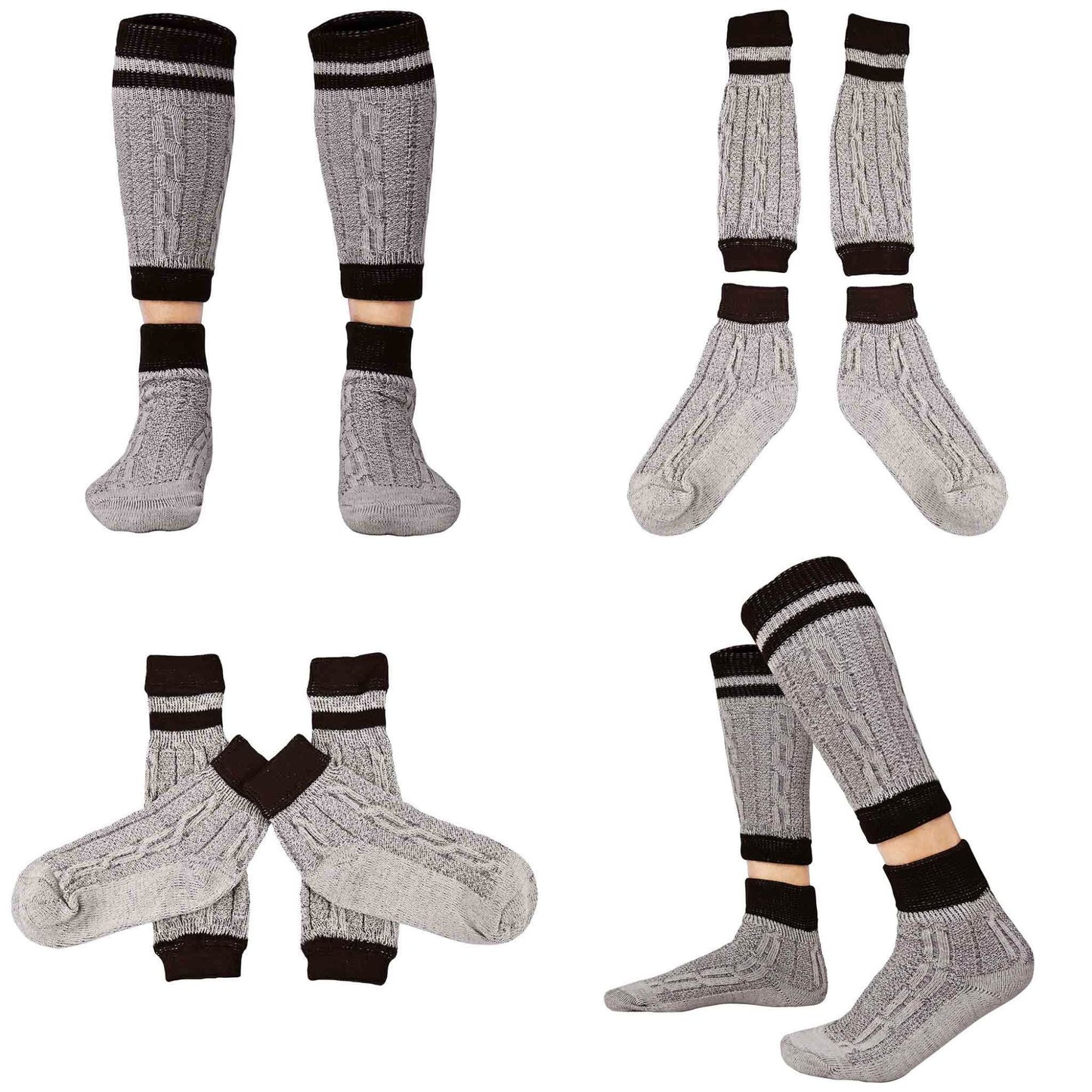 Traditional Bavarian Lederhosen Socks | Rustic Striped Oktoberfest Socks | Sizes S–2XL
