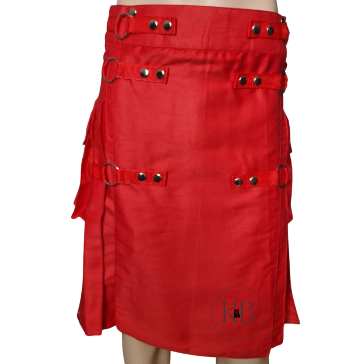 Men's Rainbow Red Cotton Hybrid Kilt Nylon Straps Scottish Utility Colorful Pleats Kilt - Pride Kilt