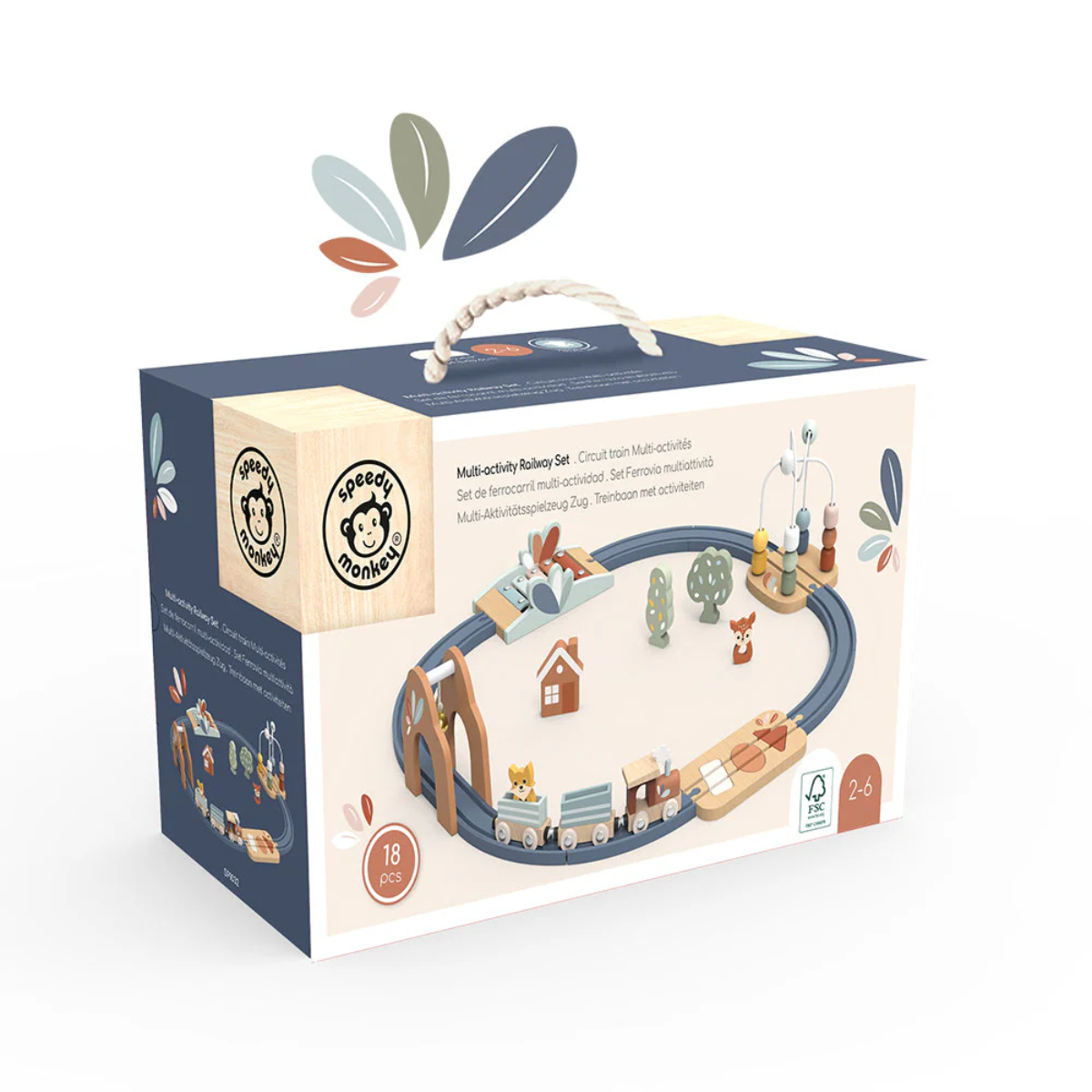 Speedy Monkey Multi-Activity Wooden Train Railway Set