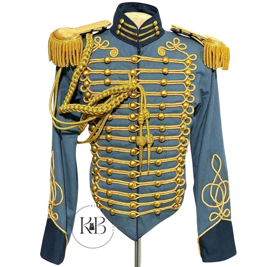 Men’s Blue Hussar-Style Jacket with Gold Braiding