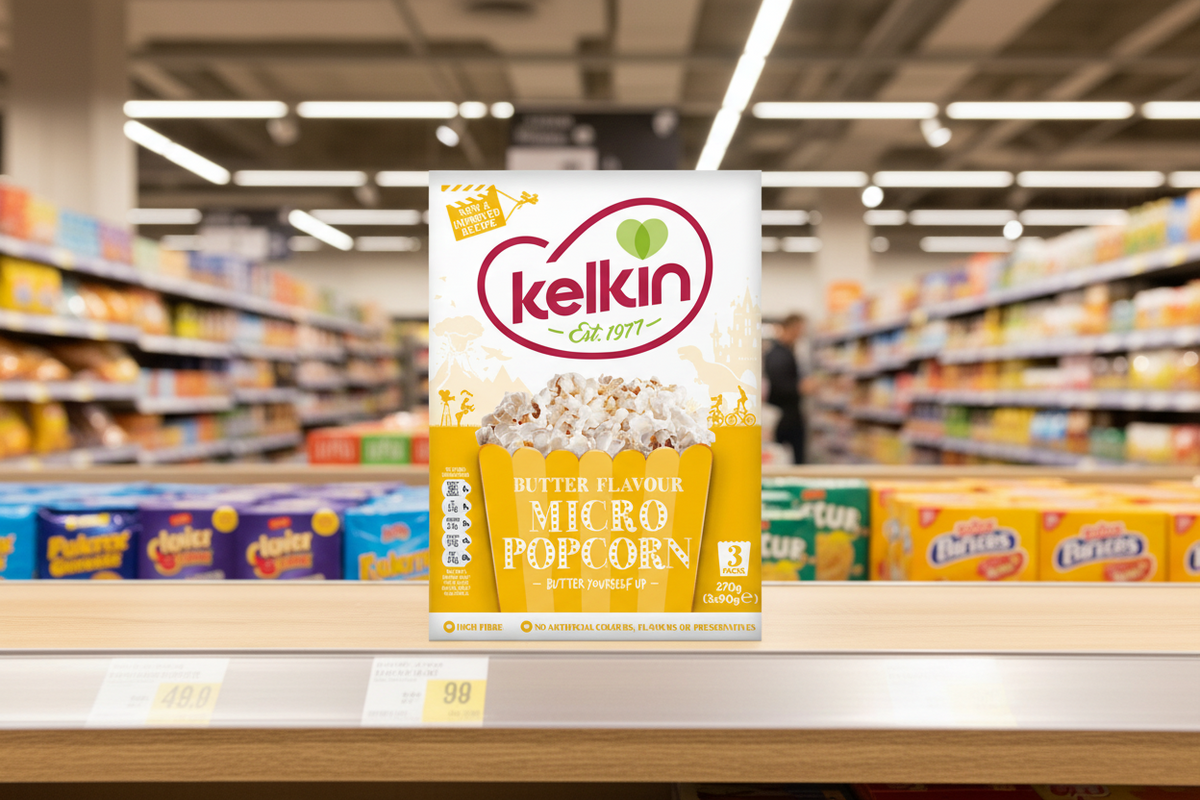 16 x Kelkin Popcorn mit Buttergeschmack für Mikrowelle 3 x 90 g (270 g)