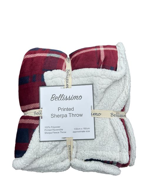 Sherpa Backed Plush Tartan Design Fleece Throw