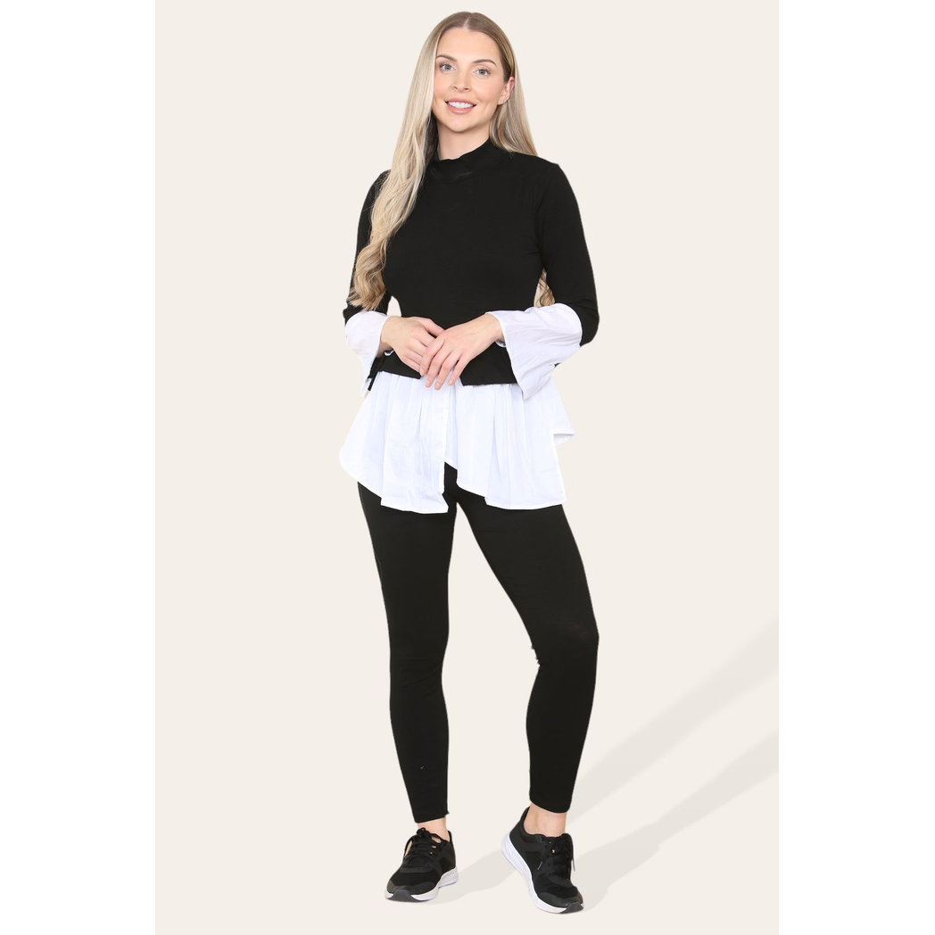 Ribbed Lounge Wear Flared Shirt and Leggings Co-Ord Set