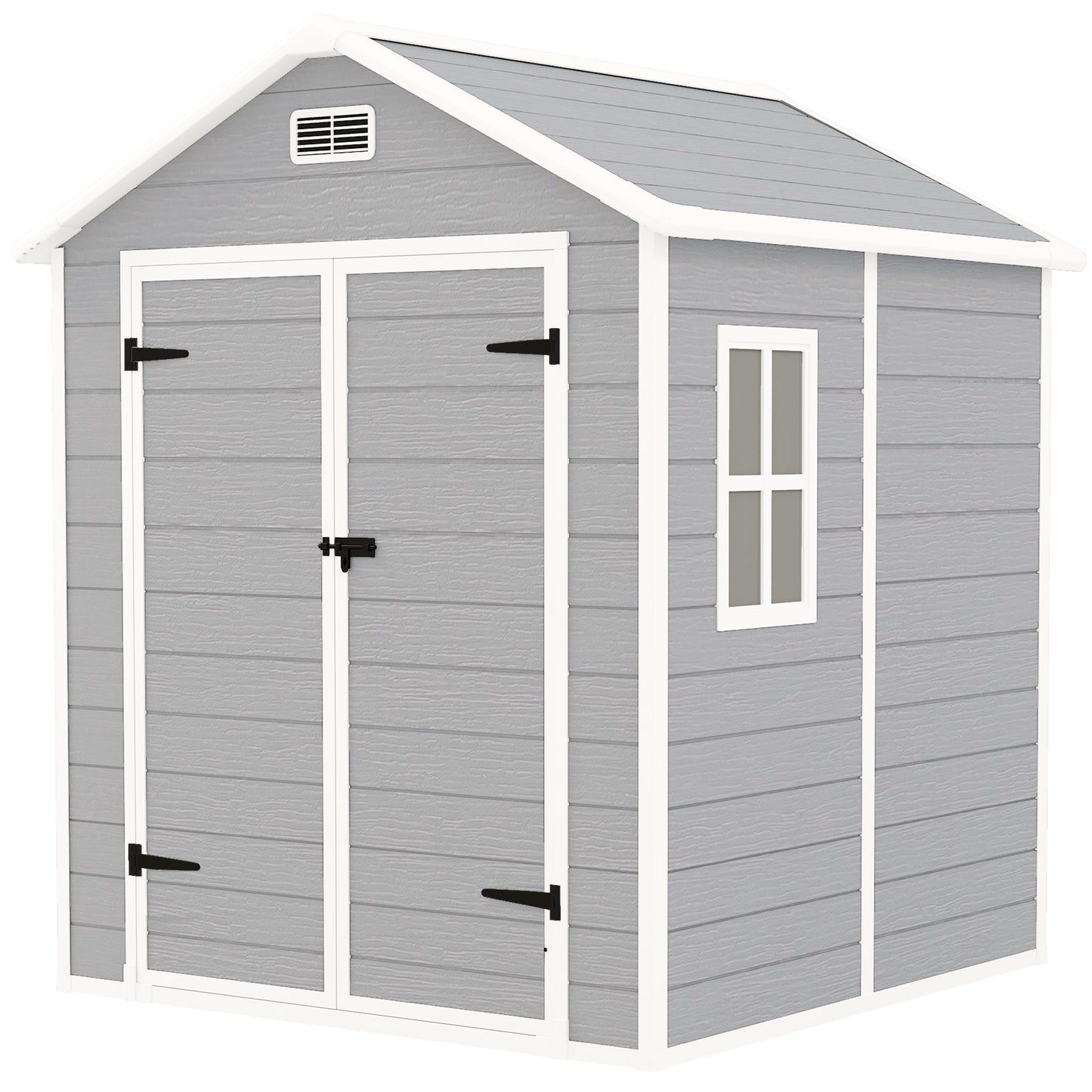 Outsunny 6 x 5ft Resin Garden Shed with Floor & Window | Dark Grey / Light Grey