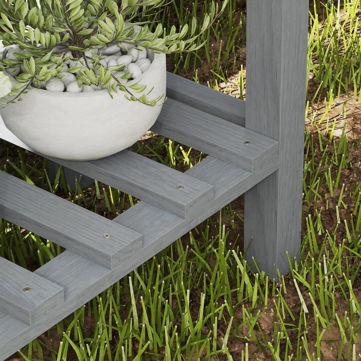 Outsunny Wooden Raised Garden Bed with Bed Liner & Storage Shelf | Grey or Natural