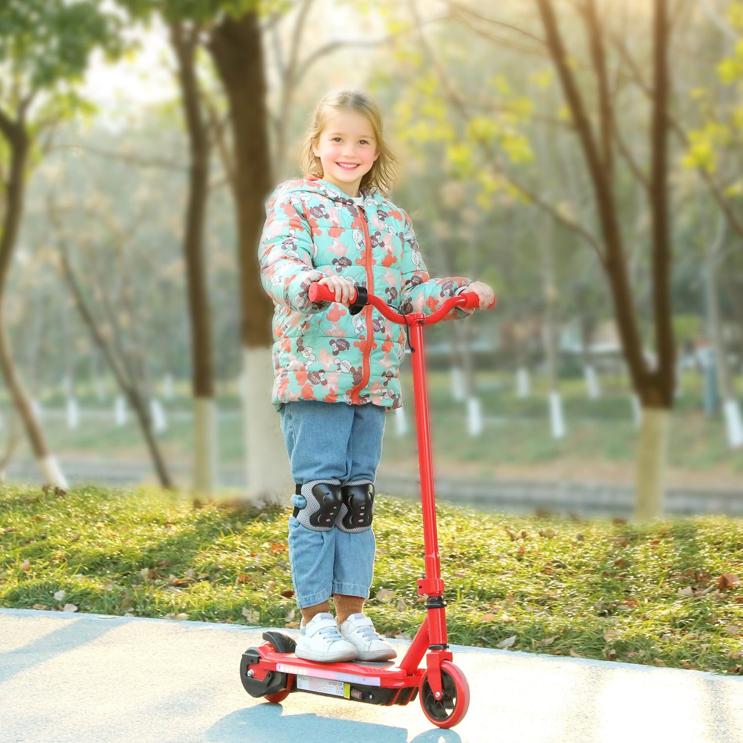 Electric Scooter for Kids Ages 6-14 with Colourful LED Light Bar