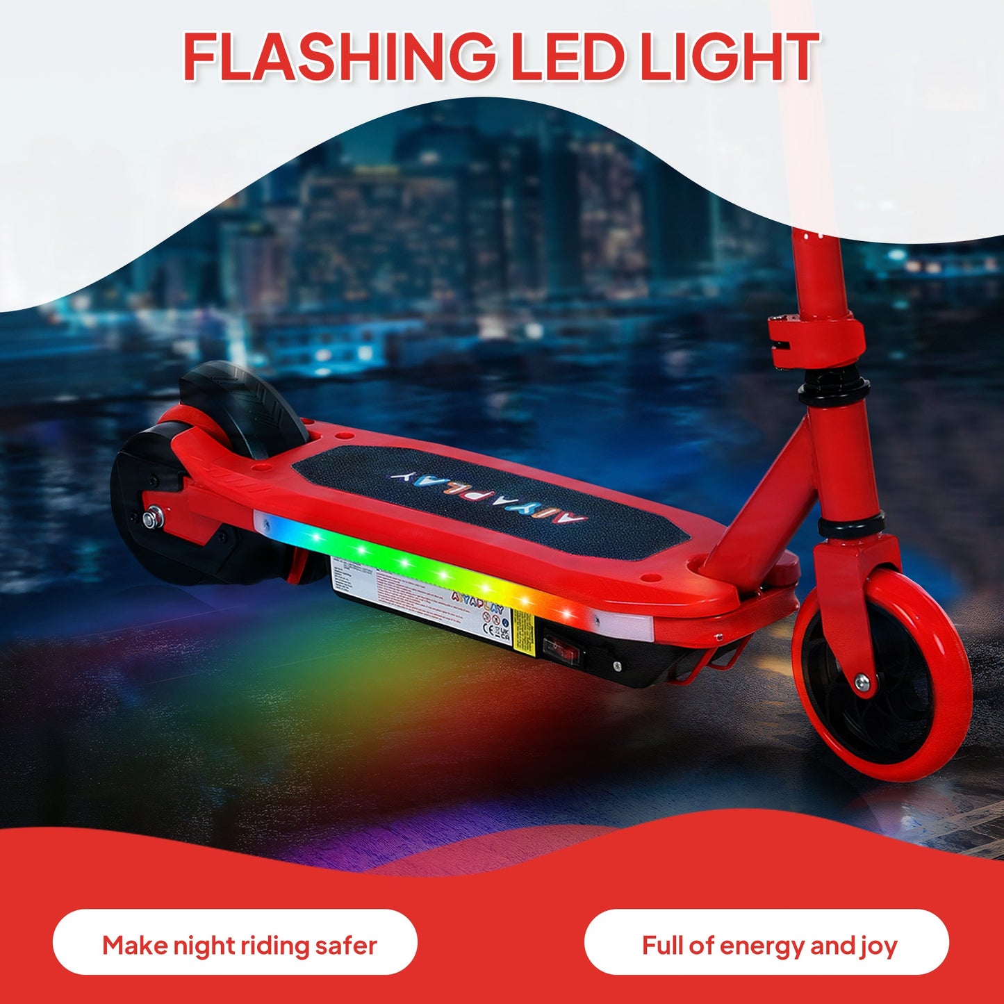 Electric Scooter for Kids Ages 6-14 with Colourful LED Light Bar