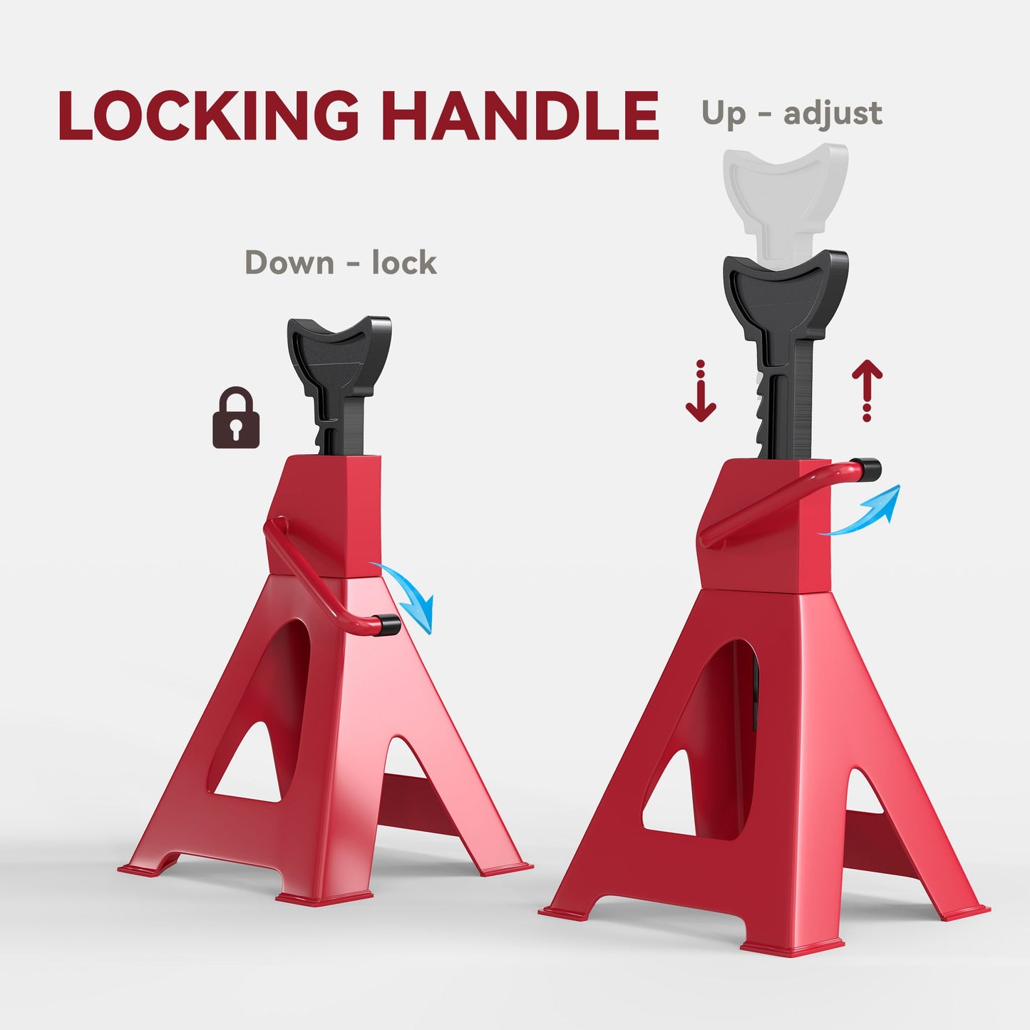HOMCOM 3 Ton Axle Stands | Adjustable Car Jack Stands | Pack of 2