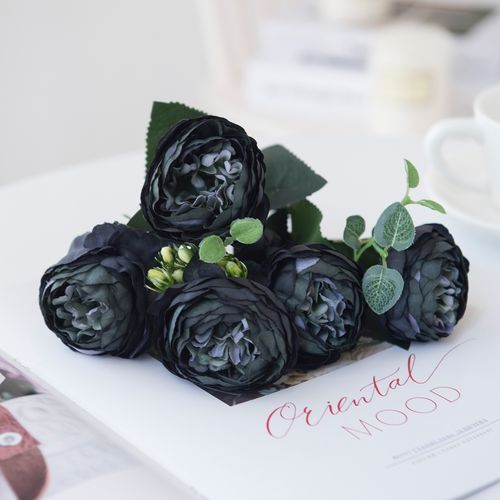 HUALIANQI Red Silk Peony Roses - Elegant Artificial Bouquet for Weddings