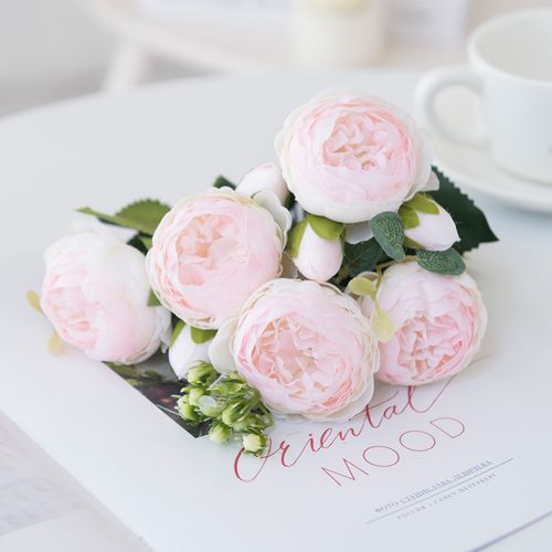 HUALIANQI Red Silk Peony Roses - Elegant Artificial Bouquet for Weddings