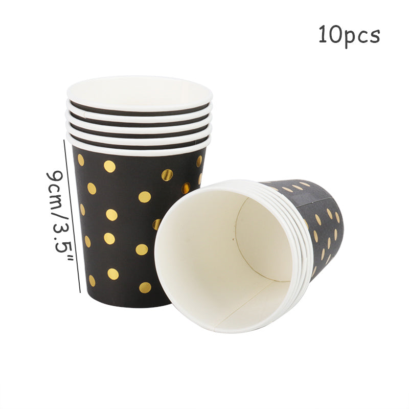 WEIGAO Black Gold Dot Stamping Party Tableware Set for Celebrations