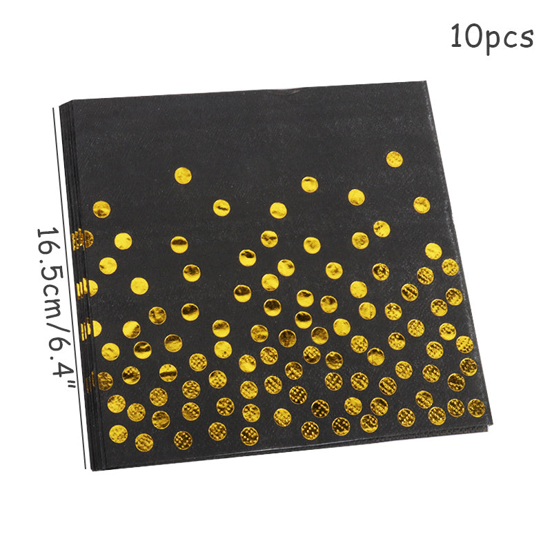 WEIGAO Black Gold Dot Stamping Party Tableware Set for Celebrations