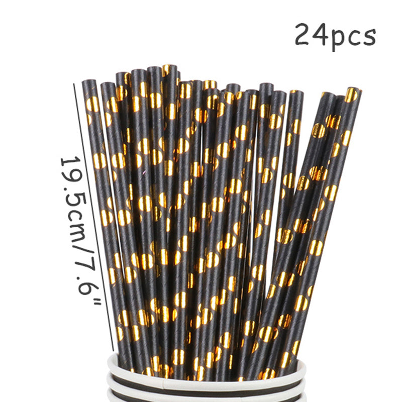 WEIGAO Black Gold Dot Stamping Party Tableware Set for Celebrations