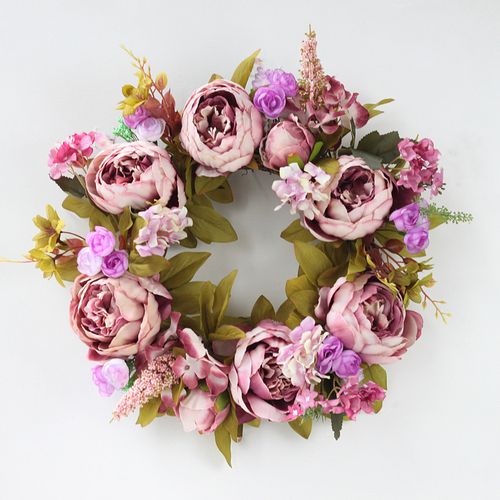 Handmade Silk Flower Ring - Elegant Decoration - 40cm Round Design