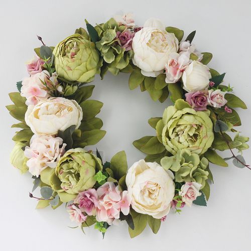 Handmade Silk Flower Ring - Elegant Decoration - 40cm Round Design