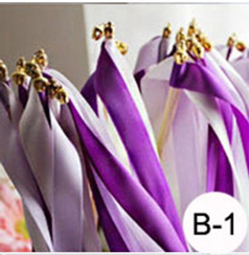 Colourful Ribbon Wedding Wands with Bells for Elegant Decorations