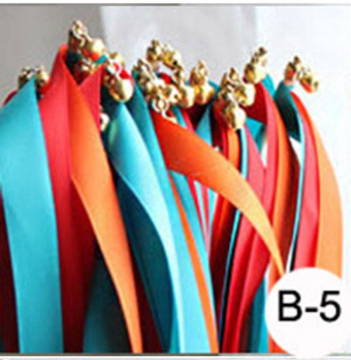 Colourful Ribbon Wedding Wands with Bells for Elegant Decorations