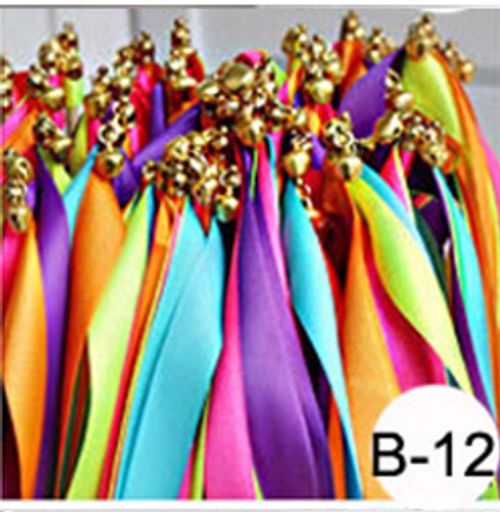 Colourful Ribbon Wedding Wands with Bells for Elegant Decorations