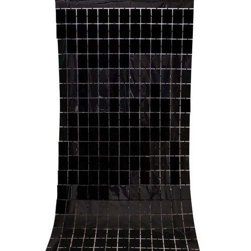 Casino Party Curtain Red & Black Foil for Event Decor - Sequin Backdrop