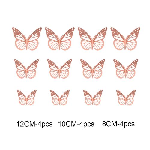 Elegant Rose Gold 3D Butterfly Ornaments for Romantic Home Decor