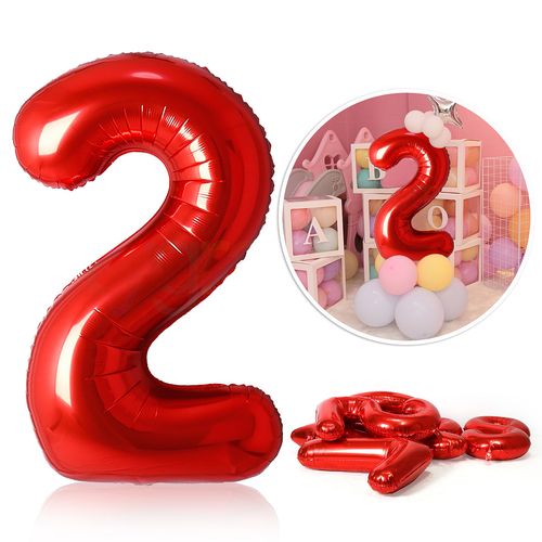 40-Inch Red Number Foil Balloons for Birthday & Party Celebrations