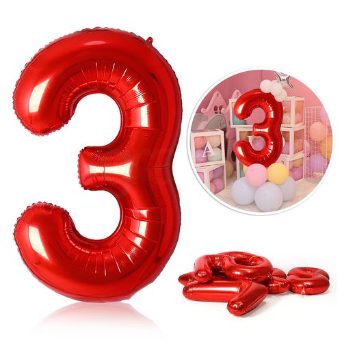 40-Inch Red Number Foil Balloons for Birthday & Party Celebrations