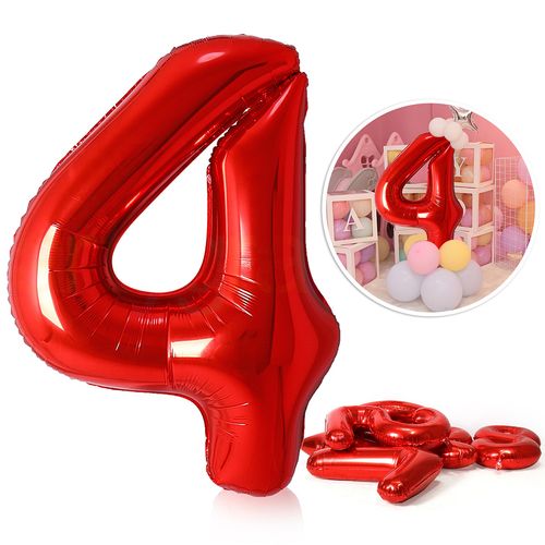 40-Inch Red Number Foil Balloons for Birthday & Party Celebrations