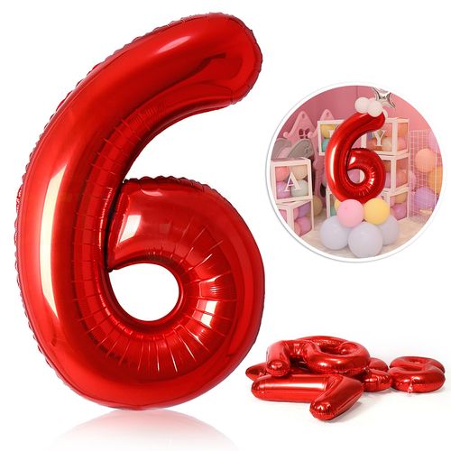 40-Inch Red Number Foil Balloons for Birthday & Party Celebrations