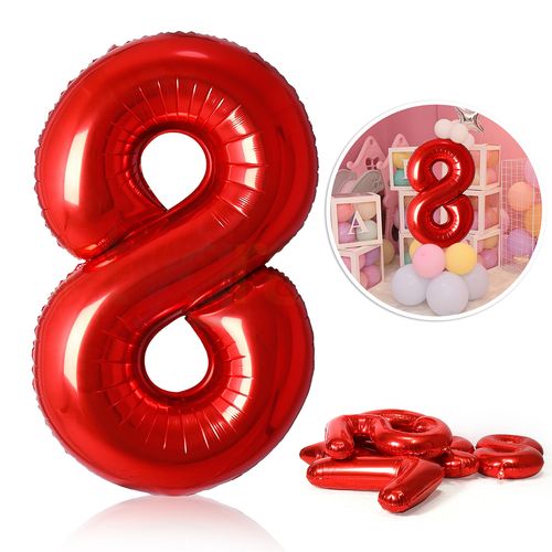 40-Inch Red Number Foil Balloons for Birthday & Party Celebrations