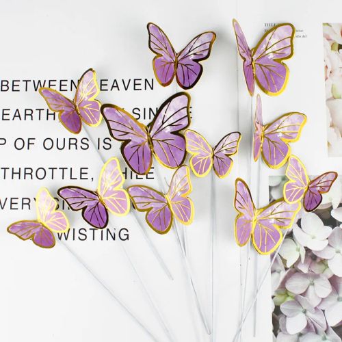 Elegant Rose Gold 3D Butterfly Ornaments for Romantic Home Decor