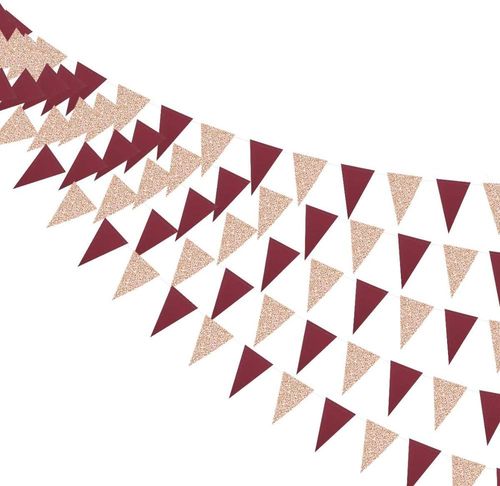 3M Rose Gold Paper Bunting Flags for Wedding Decorations & Celebrations